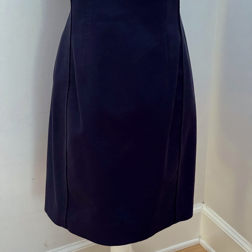 Tahari Fitted Navy Cotton Blend Sheath Dress, sz 6 - Picture 5 of 8